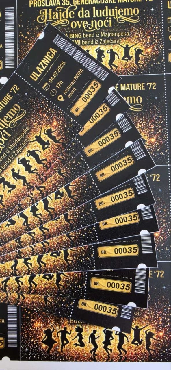 Karte za proslavu 35 godina mature